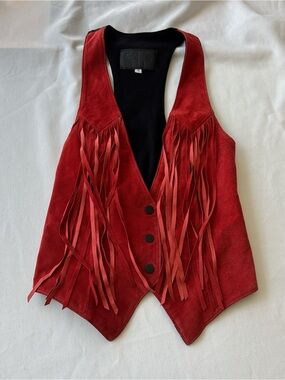 Vintage suede Leather fringe vest